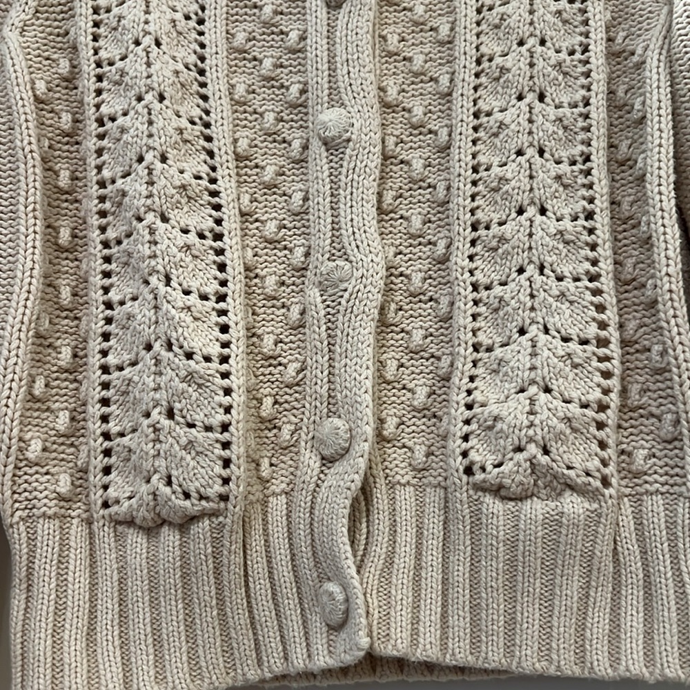 Astr Cream Knit Pointelle Button-Front Cardigan - Picture 5 of 9